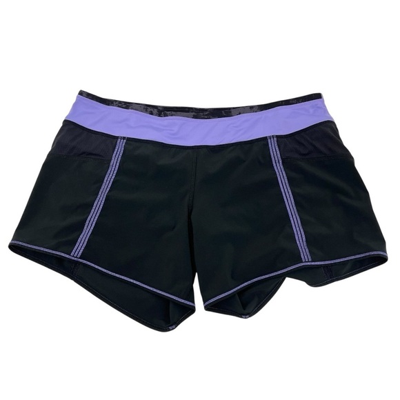 Lululemon Black Purple 5” Lined Running Athletic Performance Shorts Women’s 10 - Picture 3 of 11